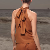Nysa Top - Golden Brown Silk Noil