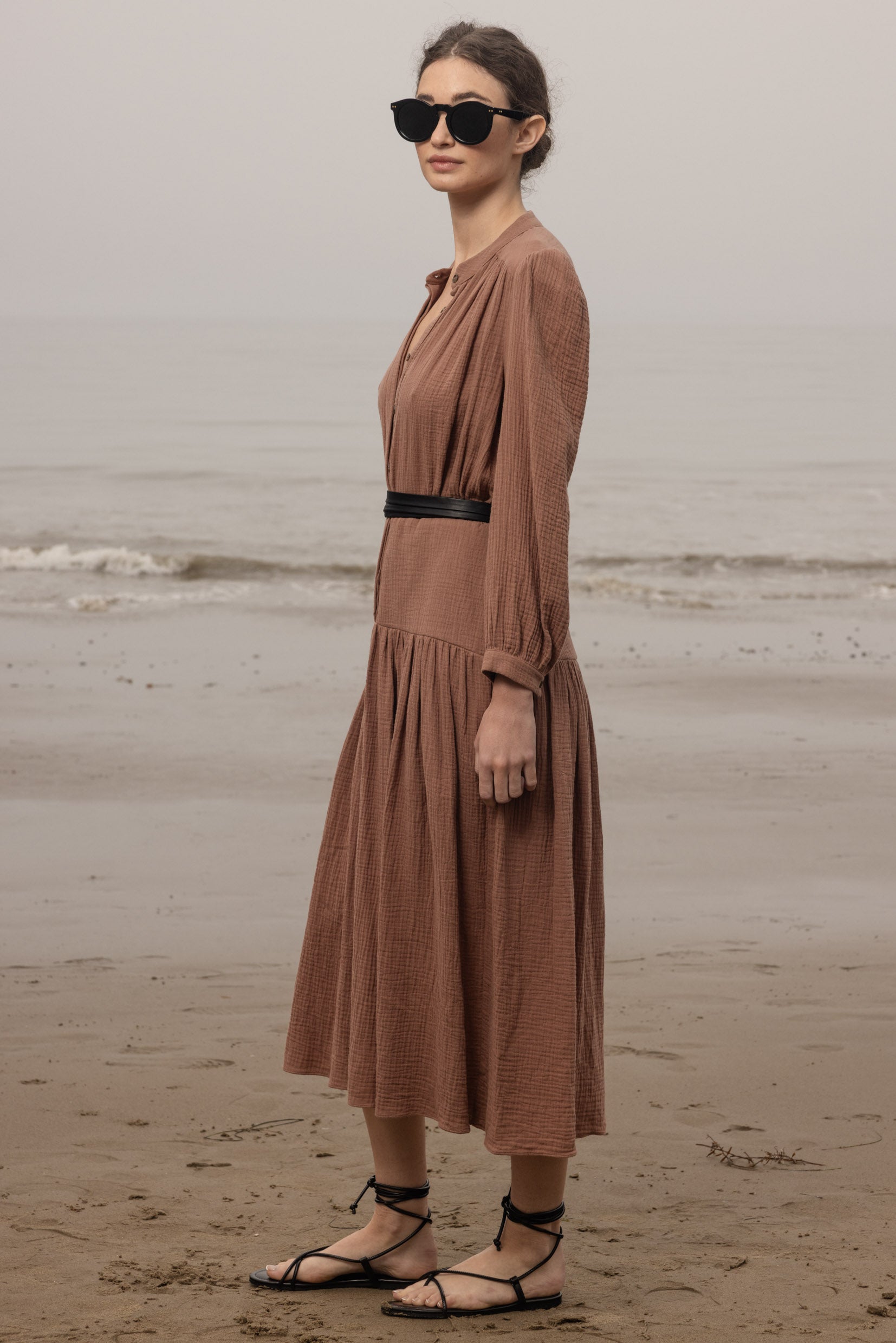 Barcelona Dress - Sable Gauze - Heidi Merrick