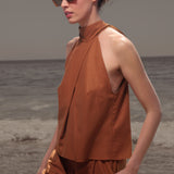 Nysa Top - Golden Brown Silk Noil