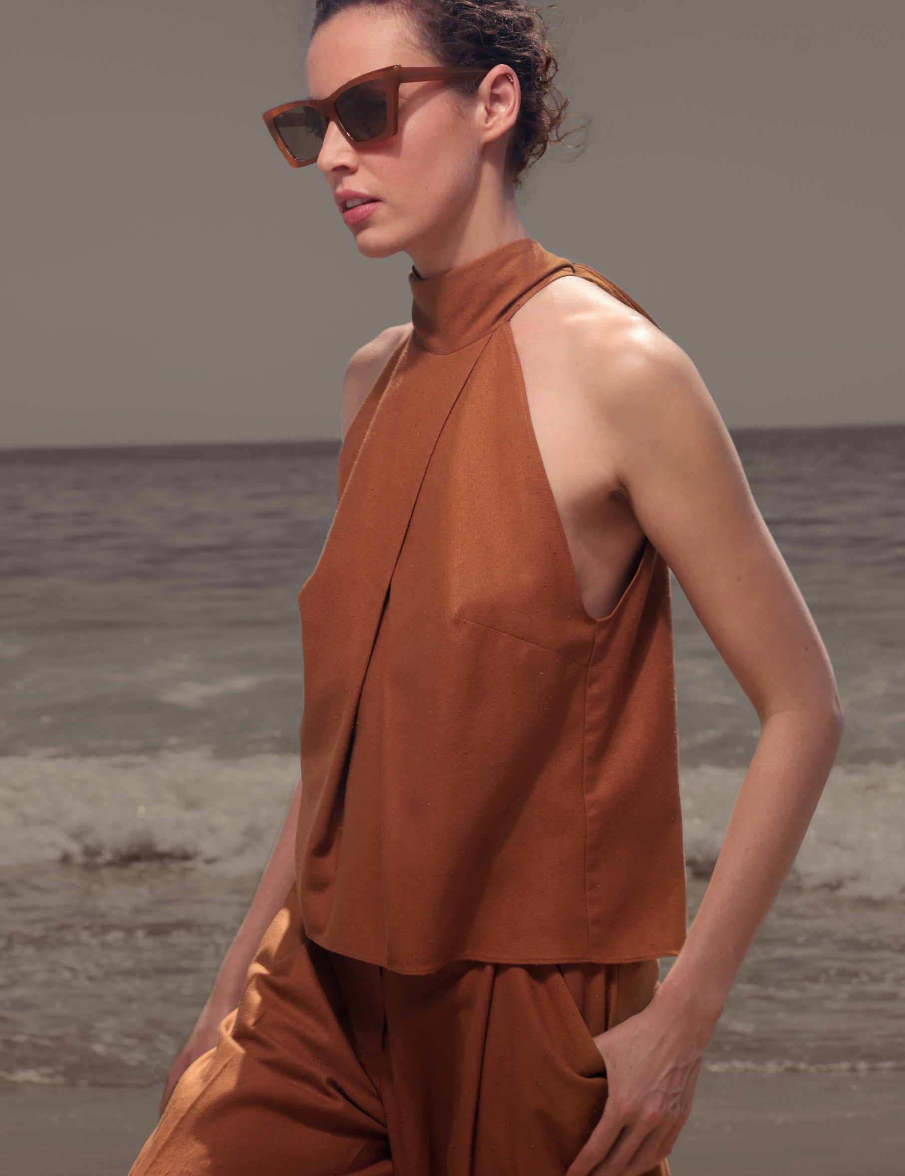 Nysa Top - Golden Brown Silk Noil
