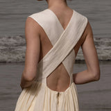 Corsica Dress - Ivory Tissue Linen - Heidi Merrick