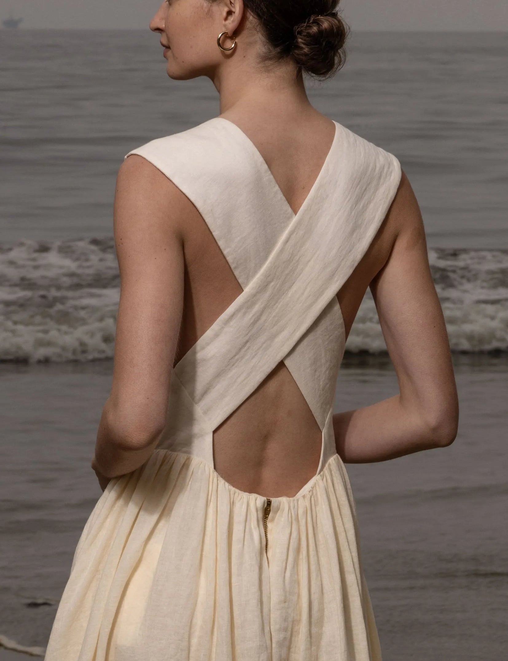 Corsica Dress - Ivory Tissue Linen - Heidi Merrick