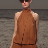 Nysa Top - Golden Brown Silk Noil