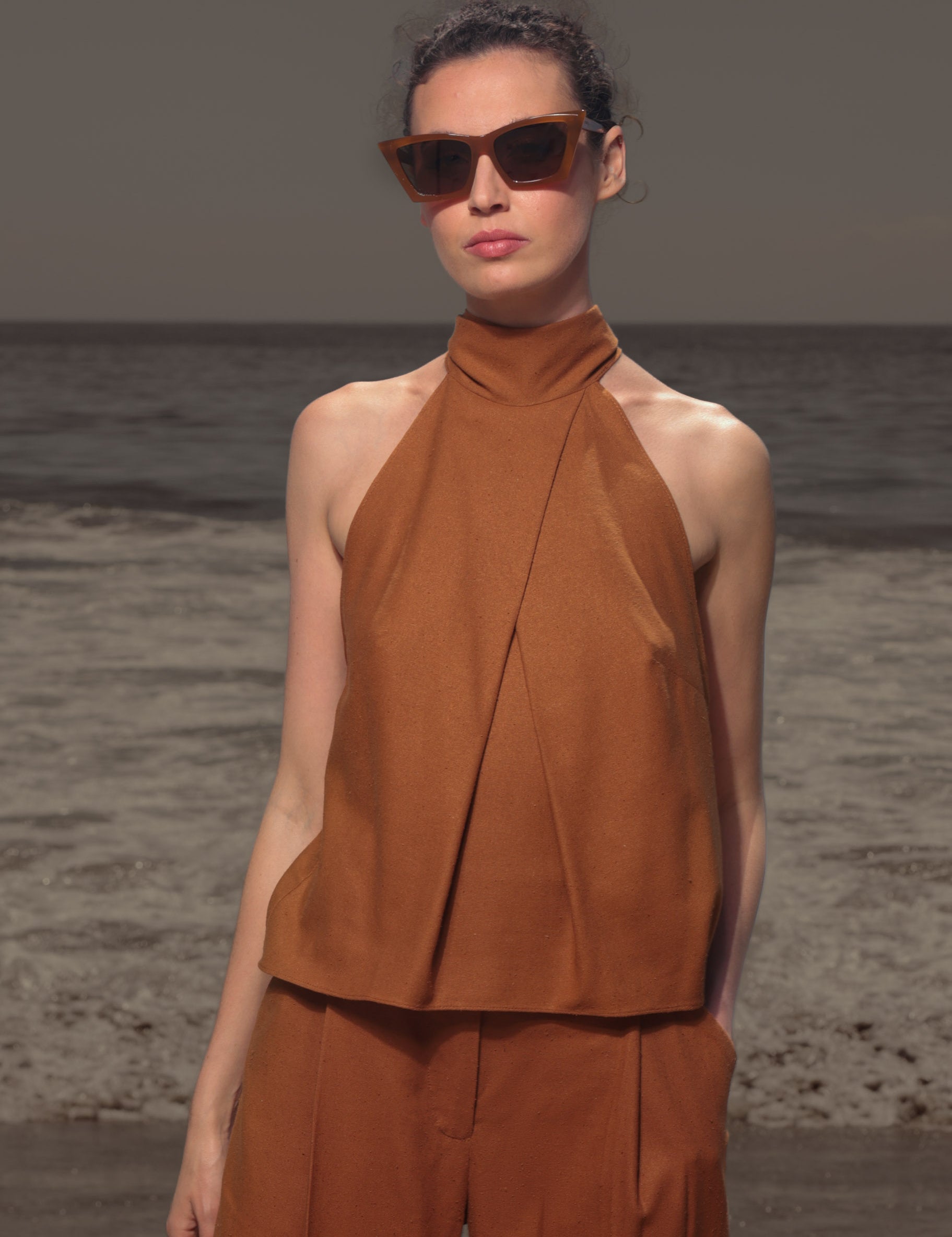 Nysa Top - Golden Brown Silk Noil