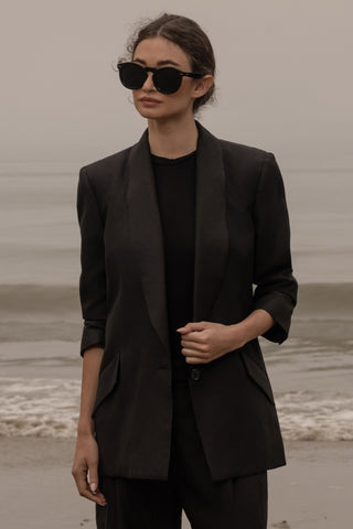 Zelda Blazer - Noir Silk & Hemp