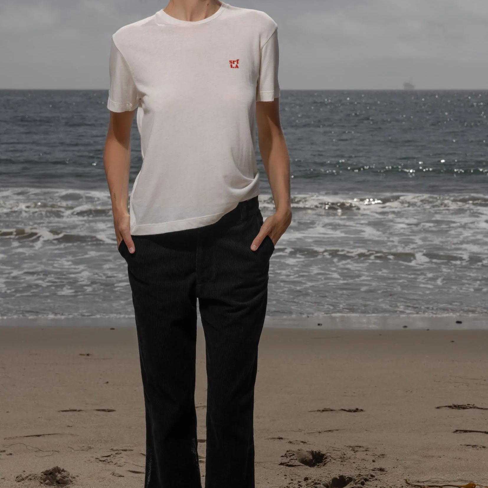 70's SRF LA Slim Tee - Red Embroidered - Heidi Merrick
