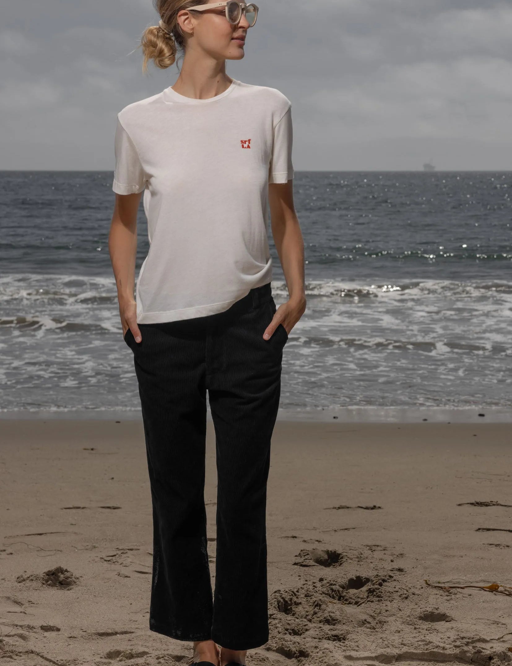 70's SRF LA Slim Tee - Red Embroidered - Heidi Merrick