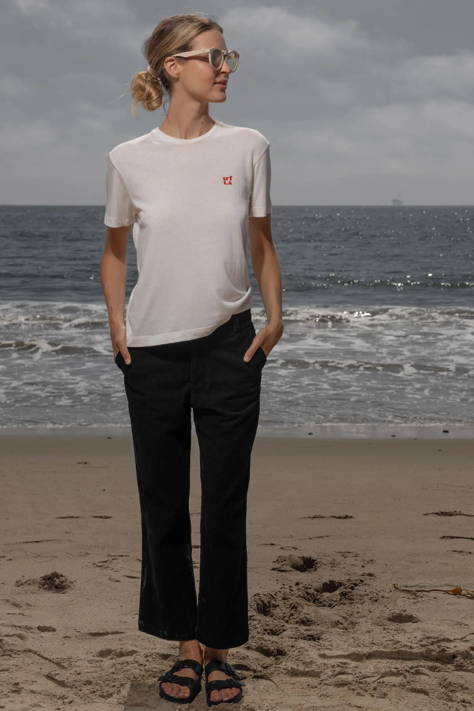 70's SRF LA Slim Tee - Red Embroidered - Heidi Merrick