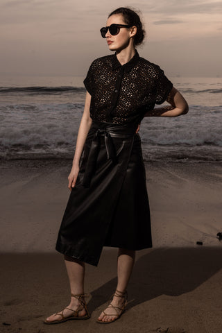 Henri Skirt - Black Leather - Heidi Merrick