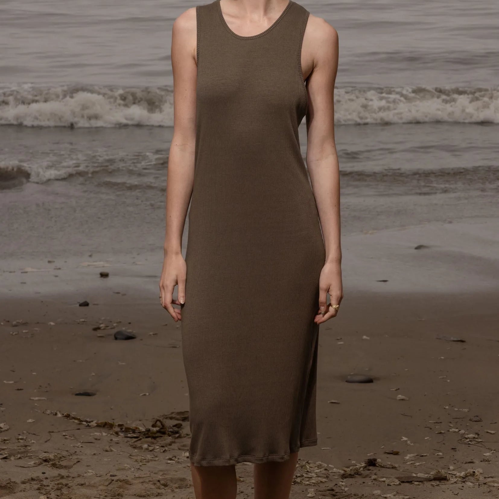 Pebble Dress - Stone Hemp Rib - Heidi Merrick