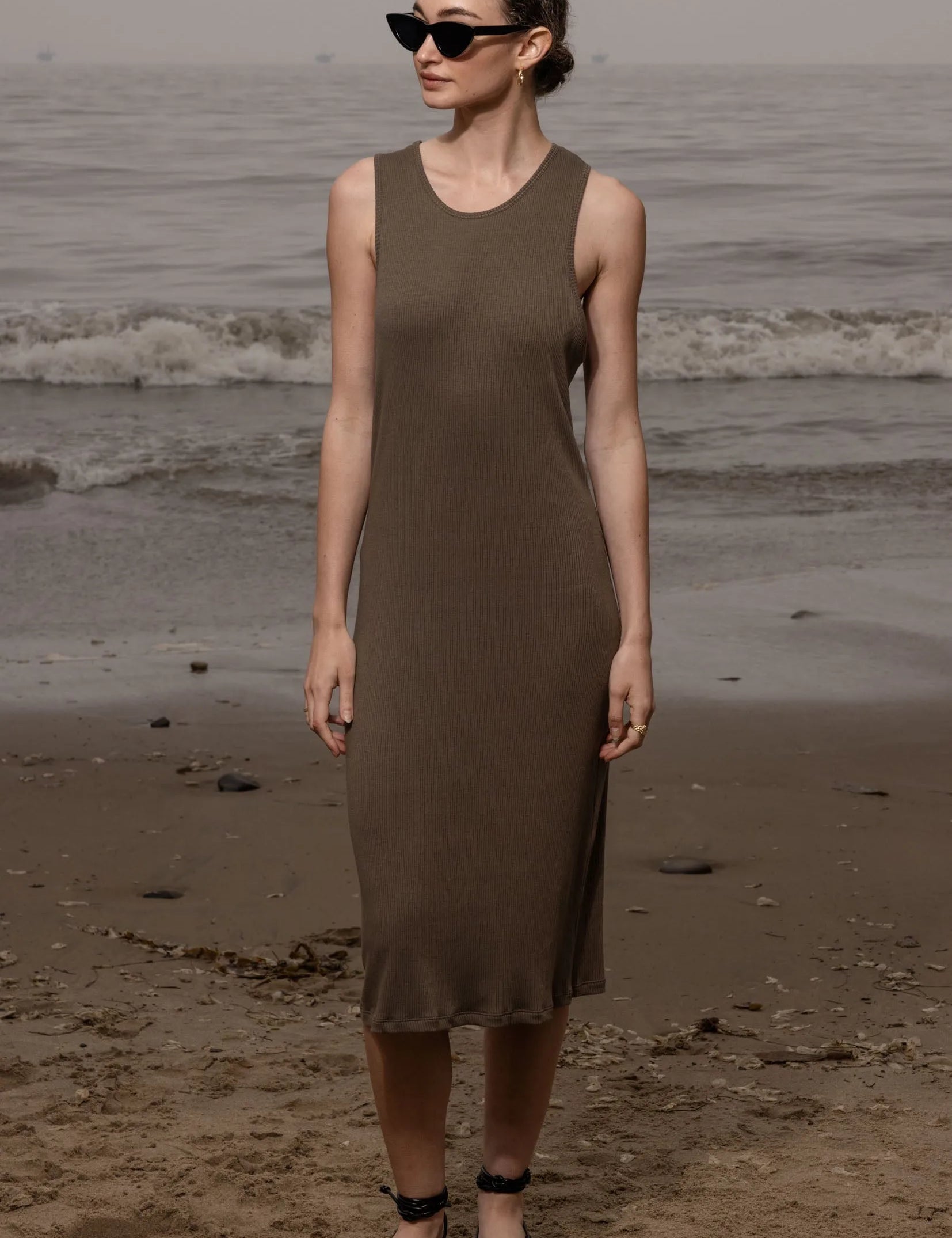 Pebble Dress - Stone Hemp Rib - Heidi Merrick