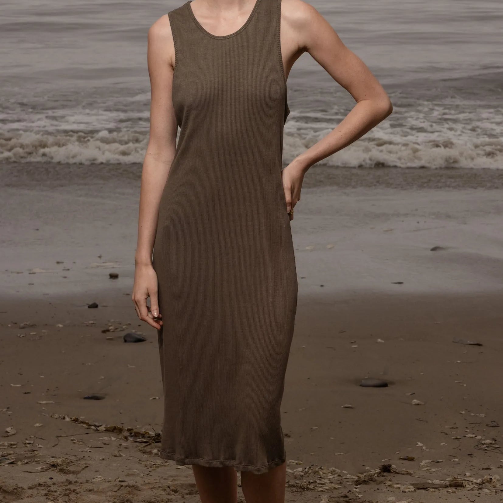 Pebble Dress - Stone Hemp Rib - Heidi Merrick