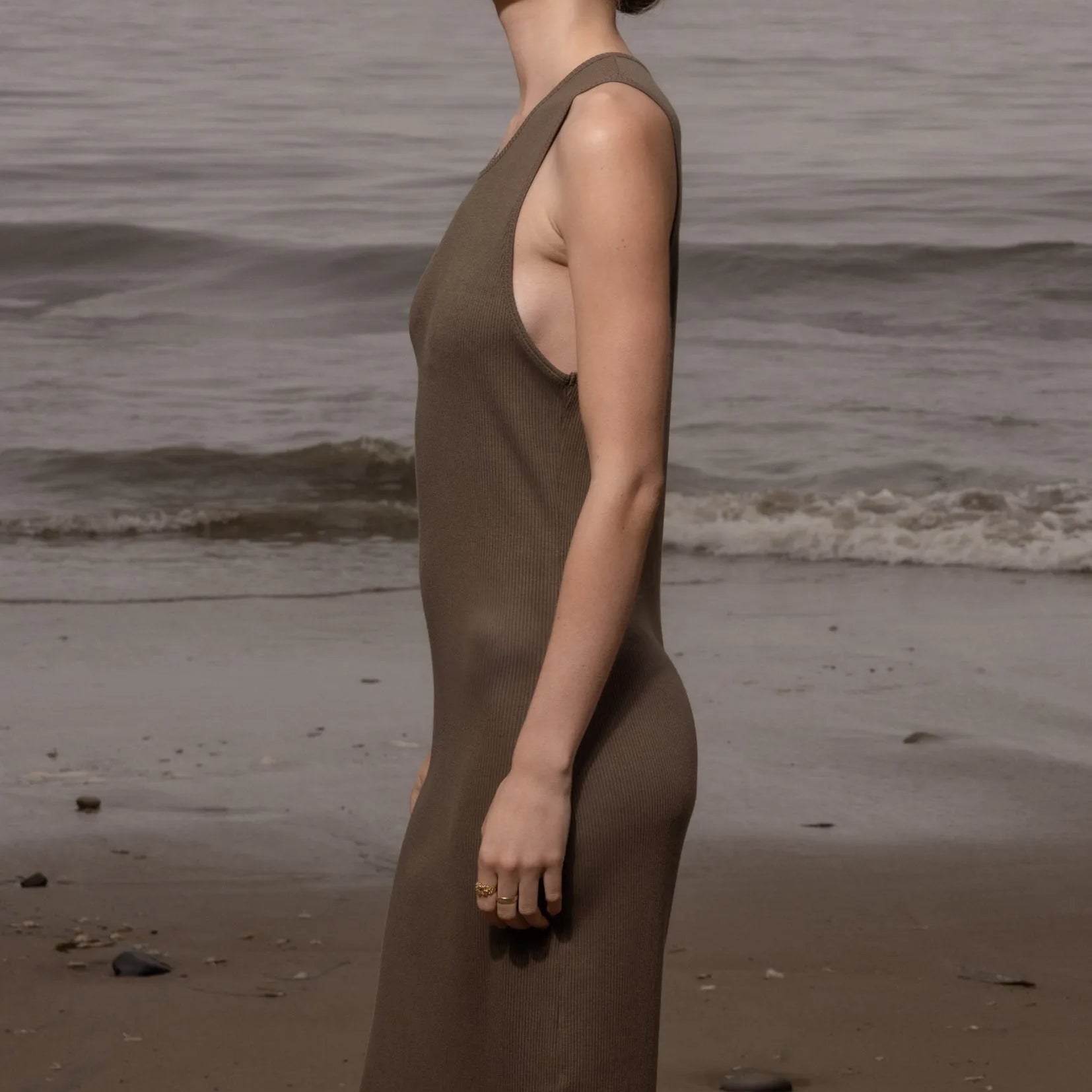 Pebble Dress - Stone Hemp Rib - Heidi Merrick