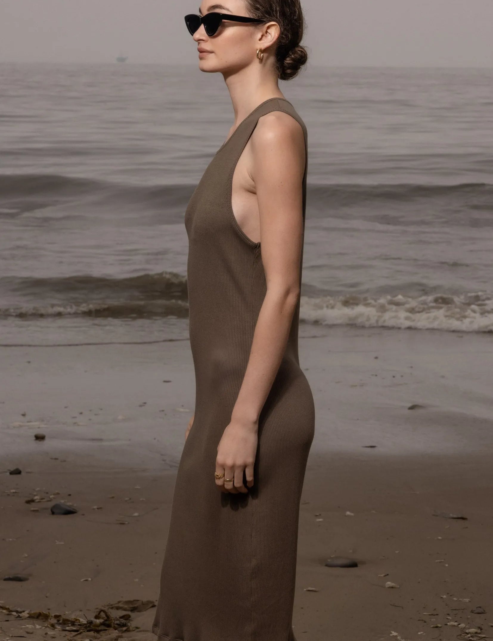 Pebble Dress - Stone Hemp Rib - Heidi Merrick