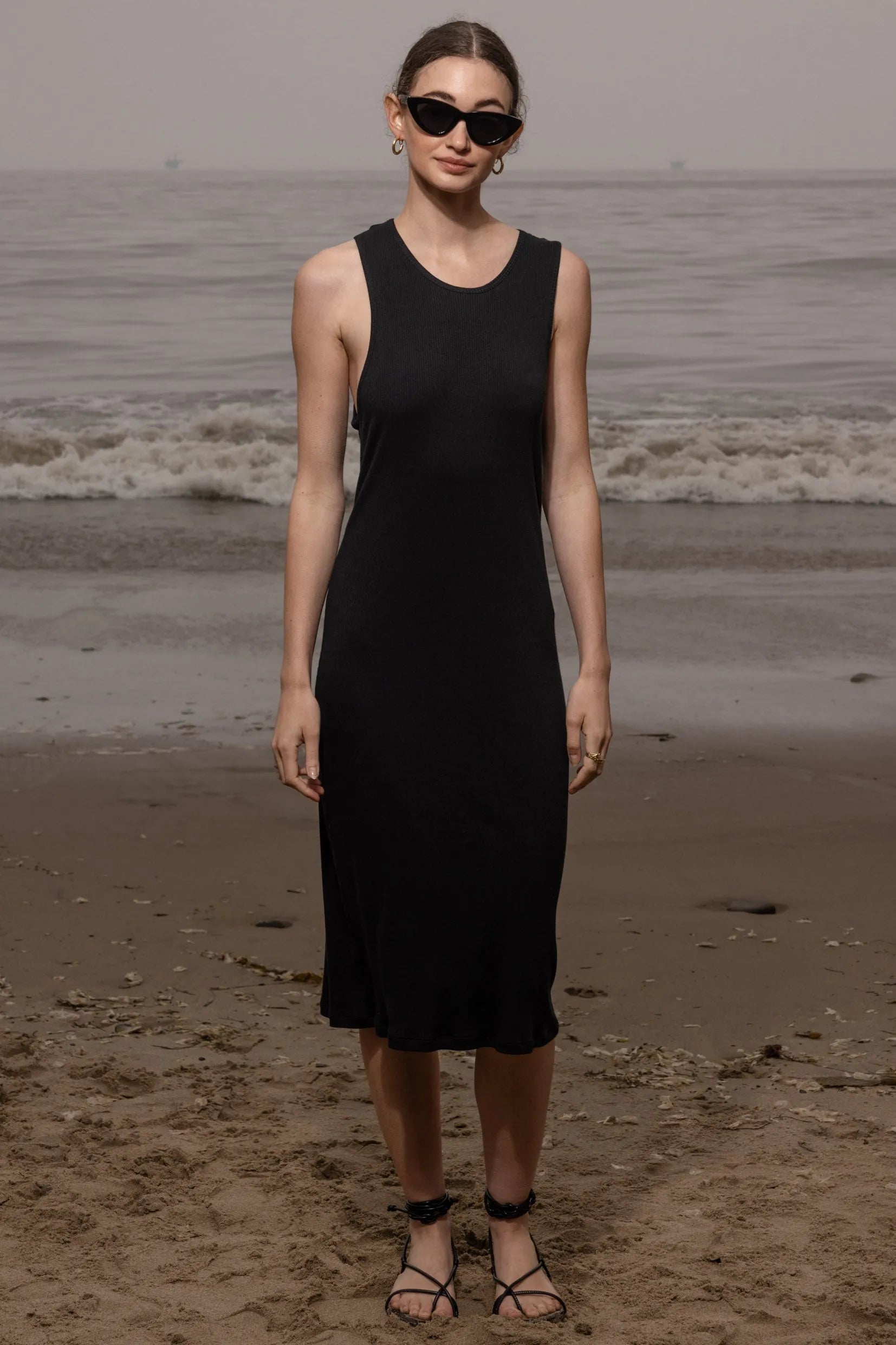 Pebble Dress - Black Hemp Rib - Heidi Merrick