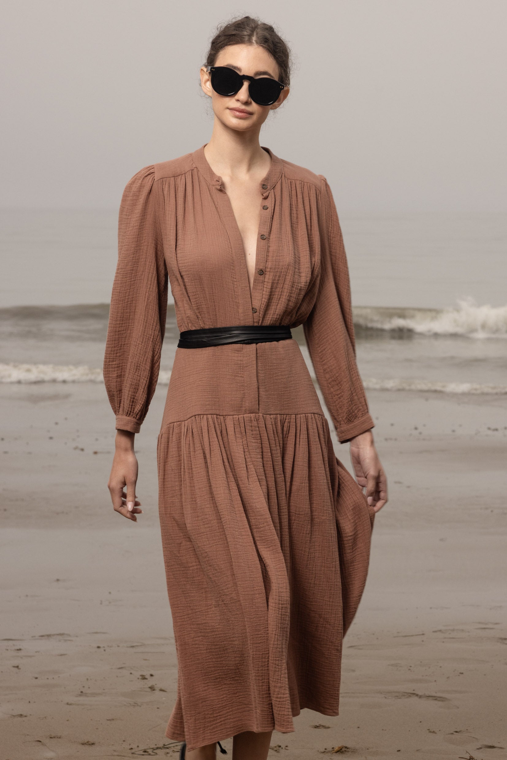 Barcelona Dress - Sable Gauze - Heidi Merrick