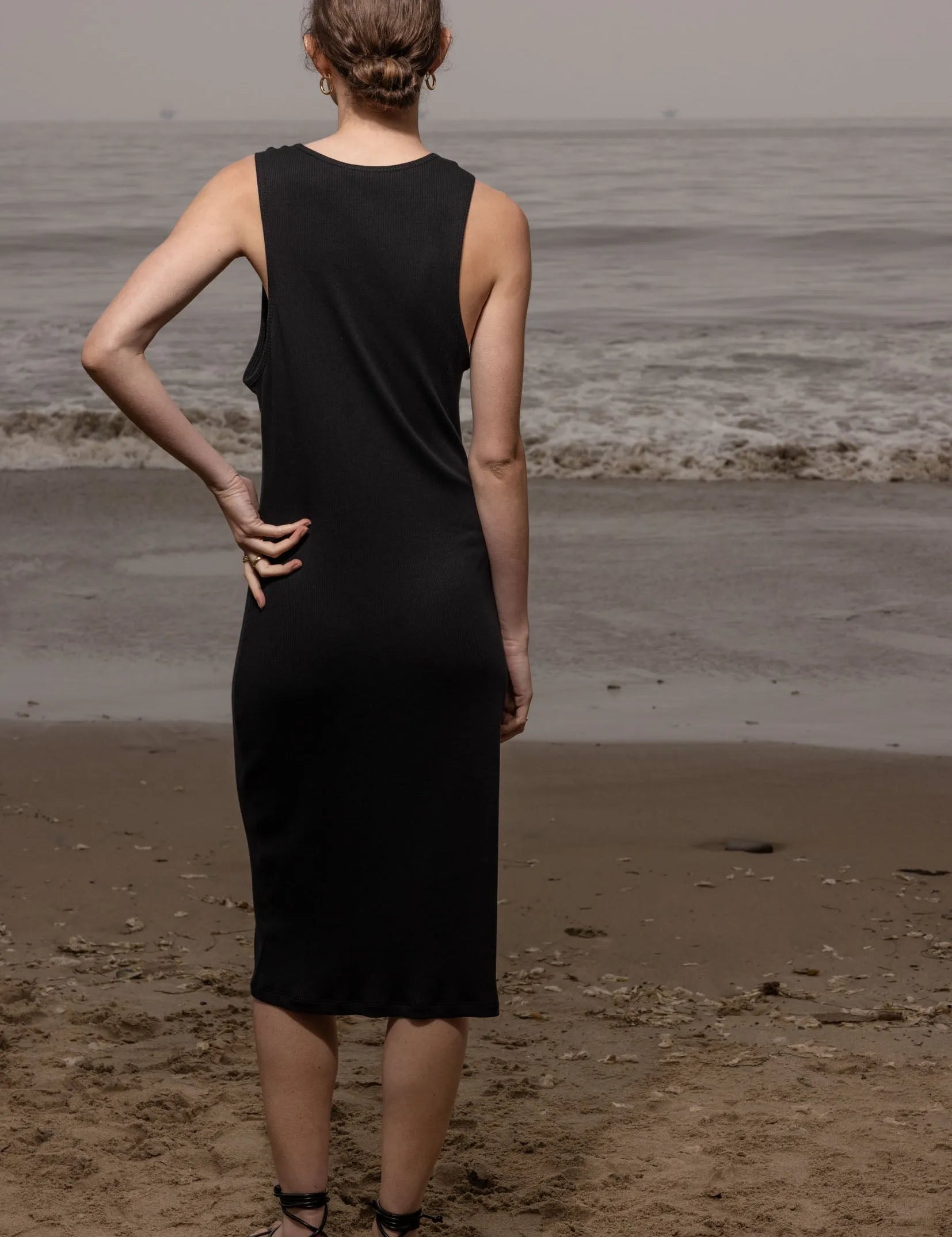 Pebble Dress - Black Hemp Rib - Heidi Merrick