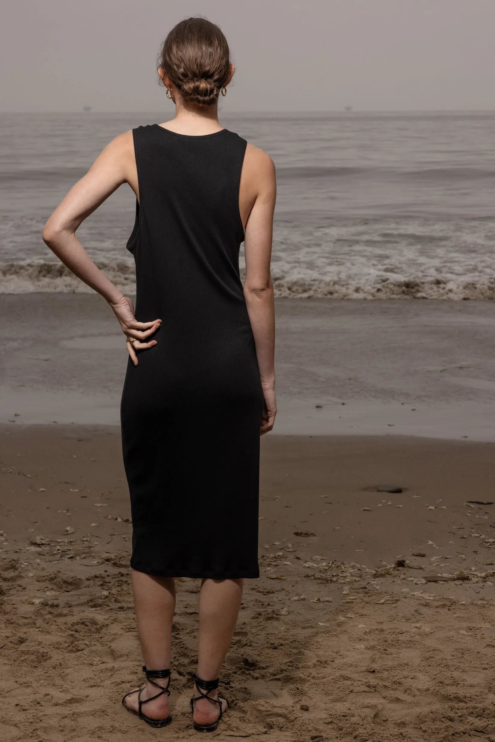 Pebble Dress - Black Hemp Rib - Heidi Merrick