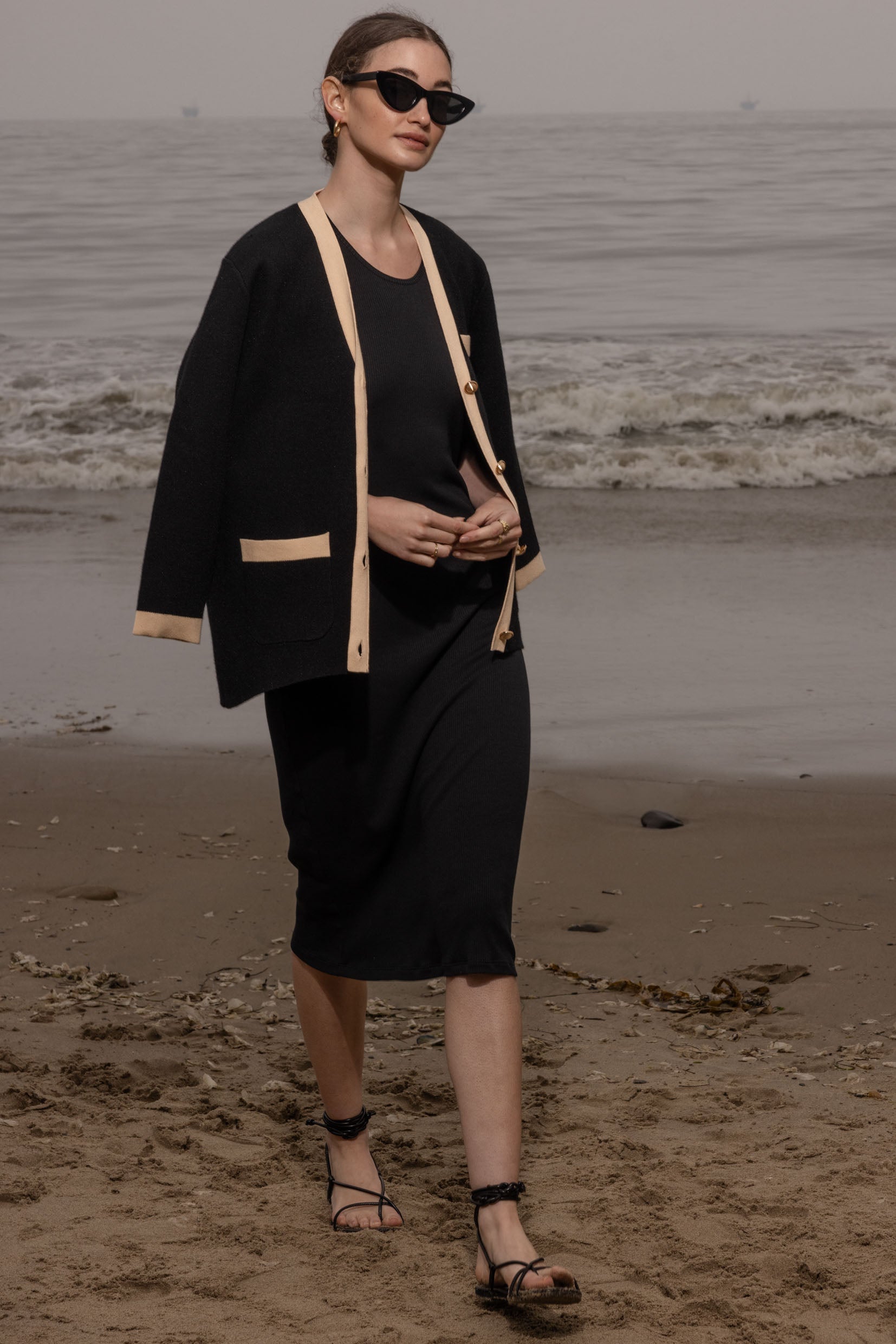 Pebble Dress - Black Hemp Rib - Heidi Merrick