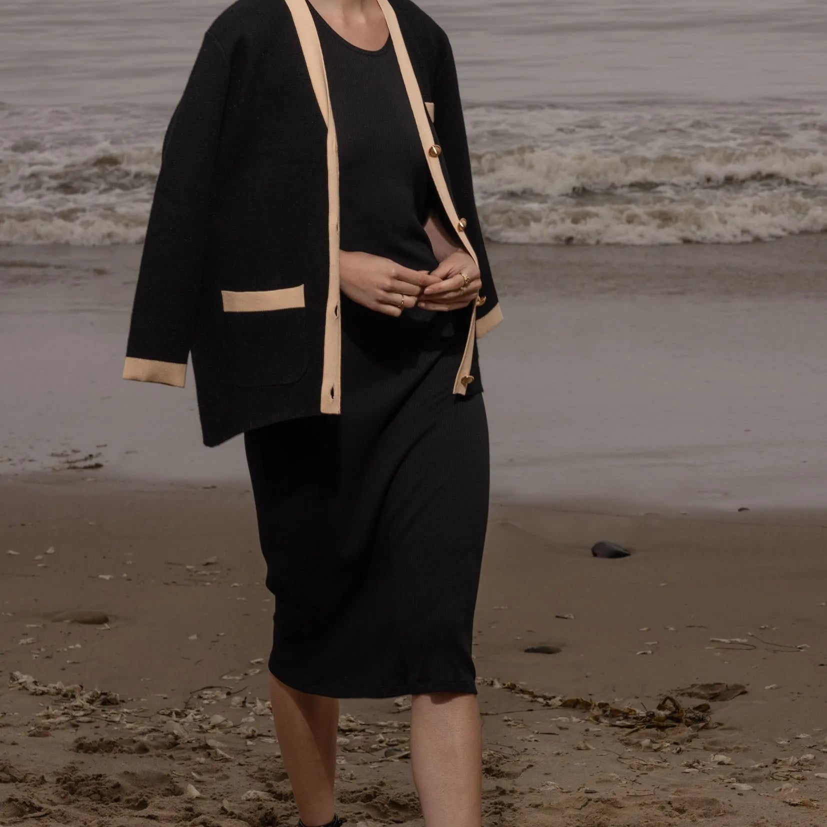 Pebble Dress - Black Hemp Rib - Heidi Merrick