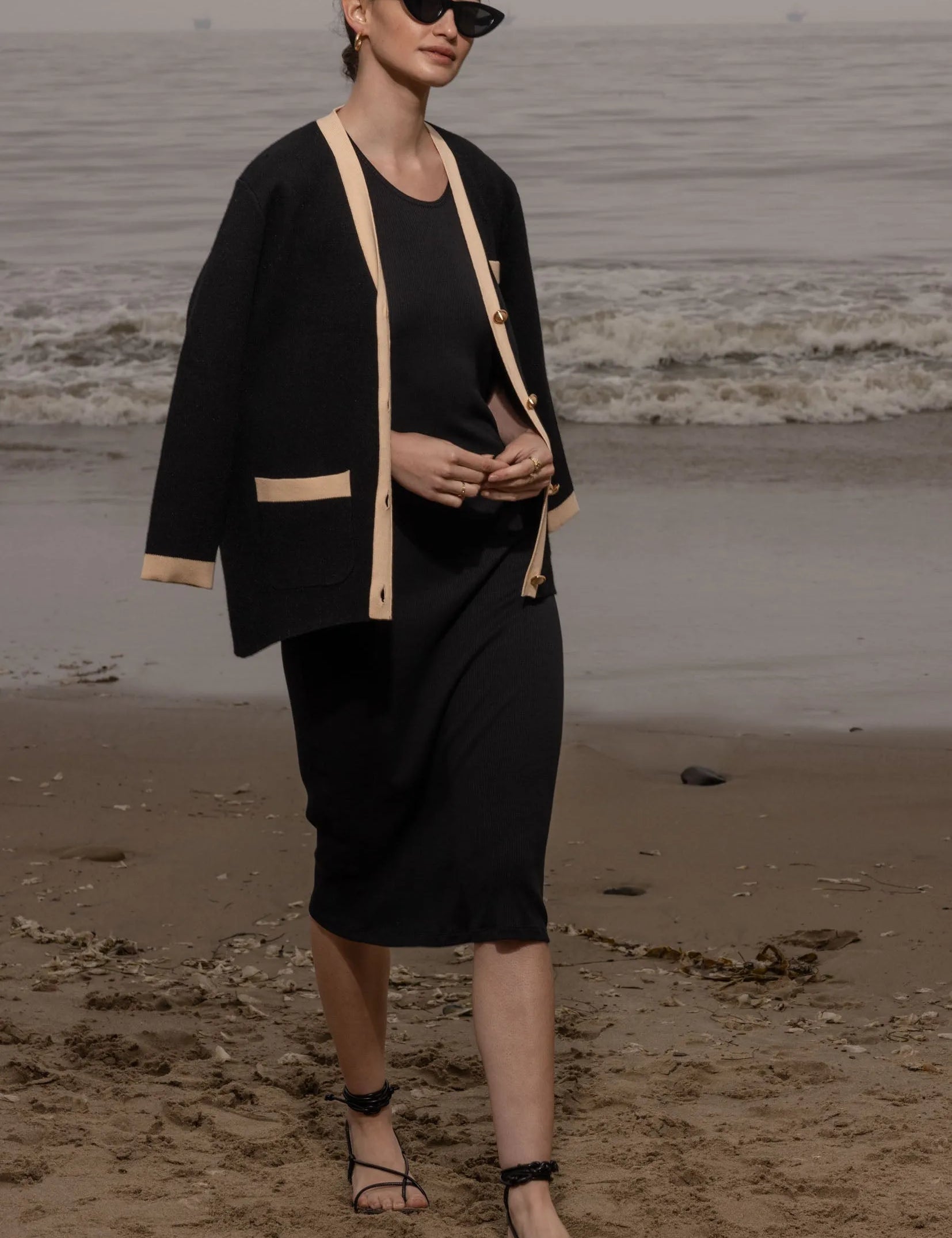 Pebble Dress - Black Hemp Rib - Heidi Merrick
