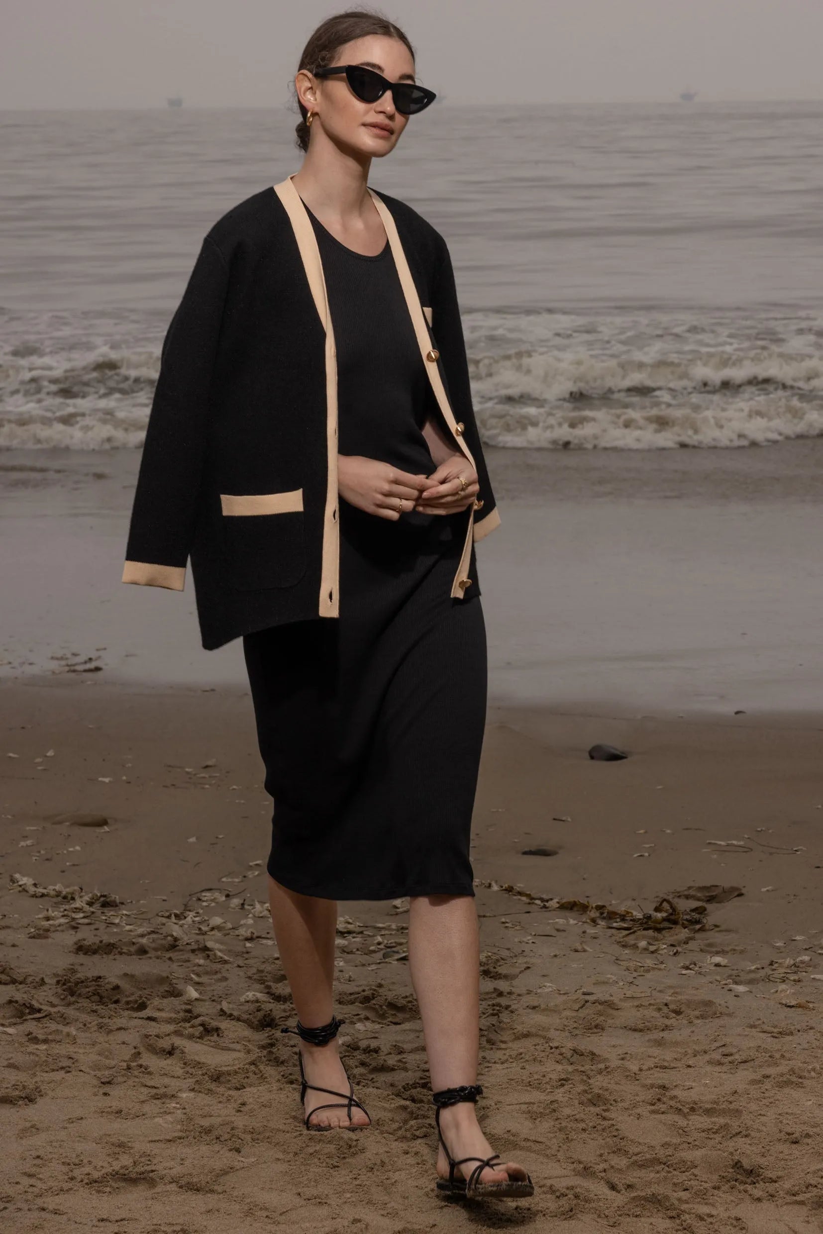 Pebble Dress - Black Hemp Rib - Heidi Merrick