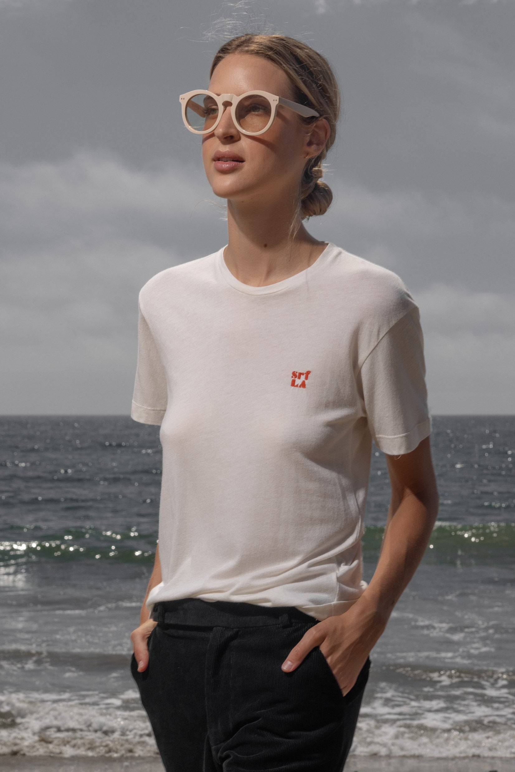 70's SRF LA Slim Tee - Red Embroidered - Heidi Merrick