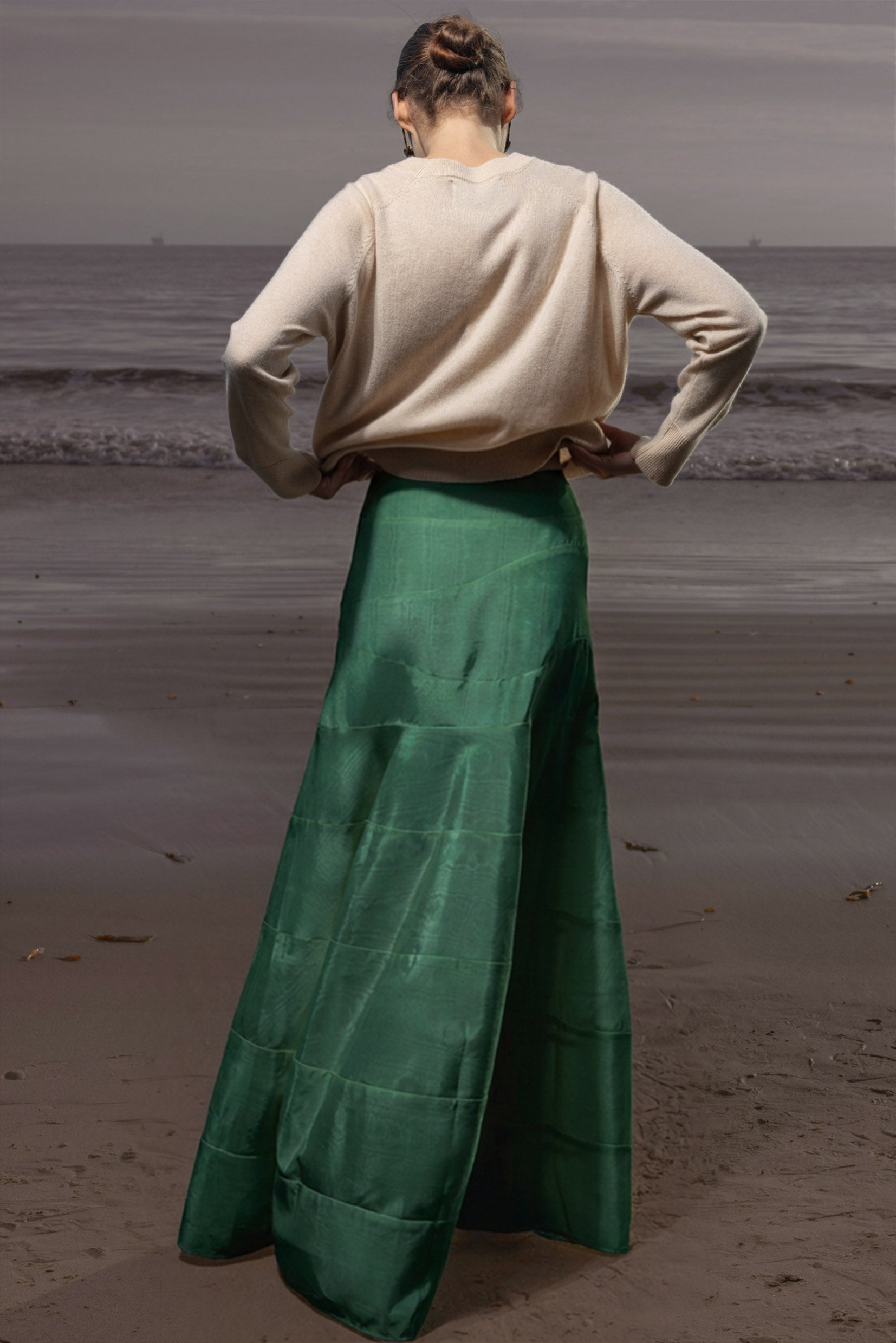 Gale Skirt - Green Moire - Heidi Merrick