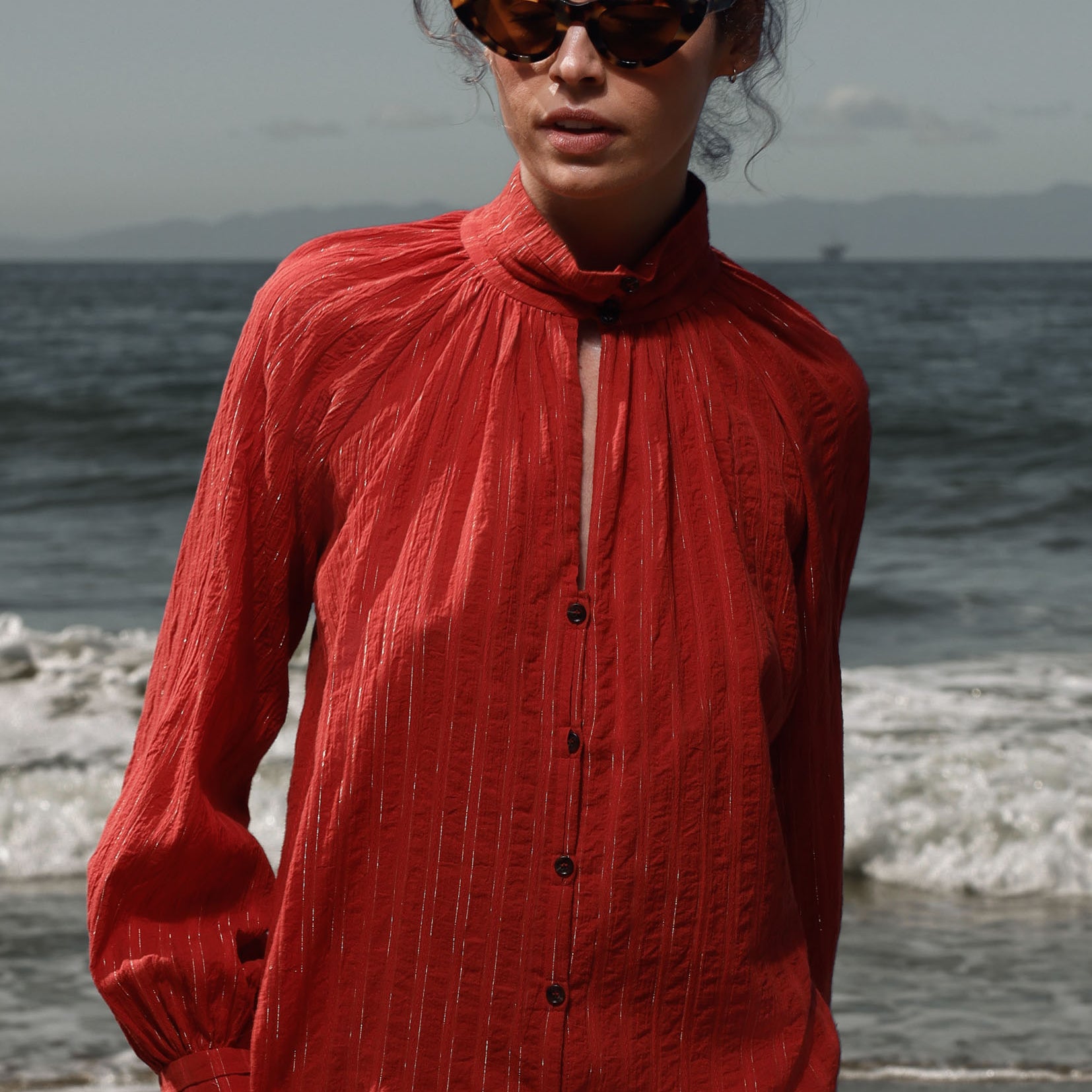 Stallion Top - Cotton Lurex Gauze - Heidi Merrick