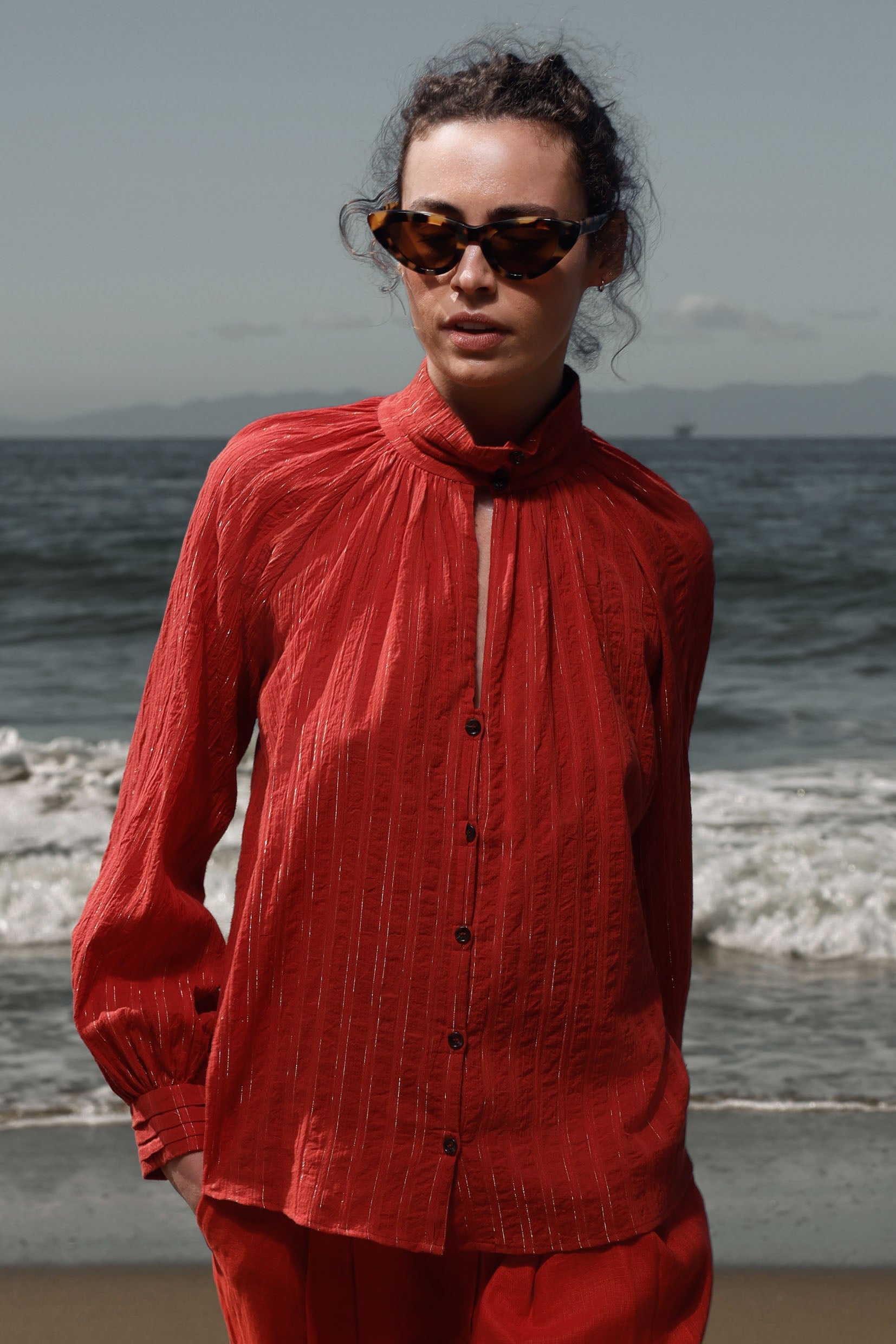 Stallion Top - Cotton Lurex Gauze - Heidi Merrick