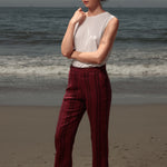 Serge Pant - Burgundy Moroccan Stripe - Heidi Merrick