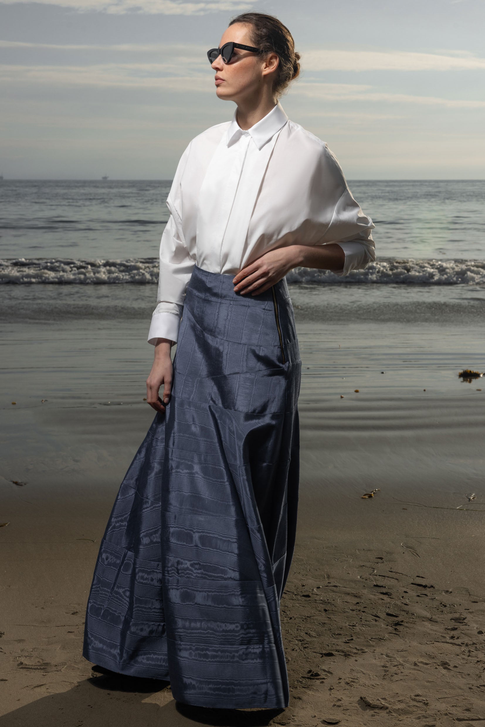 Gale Skirt - Blue Moire - Heidi Merrick