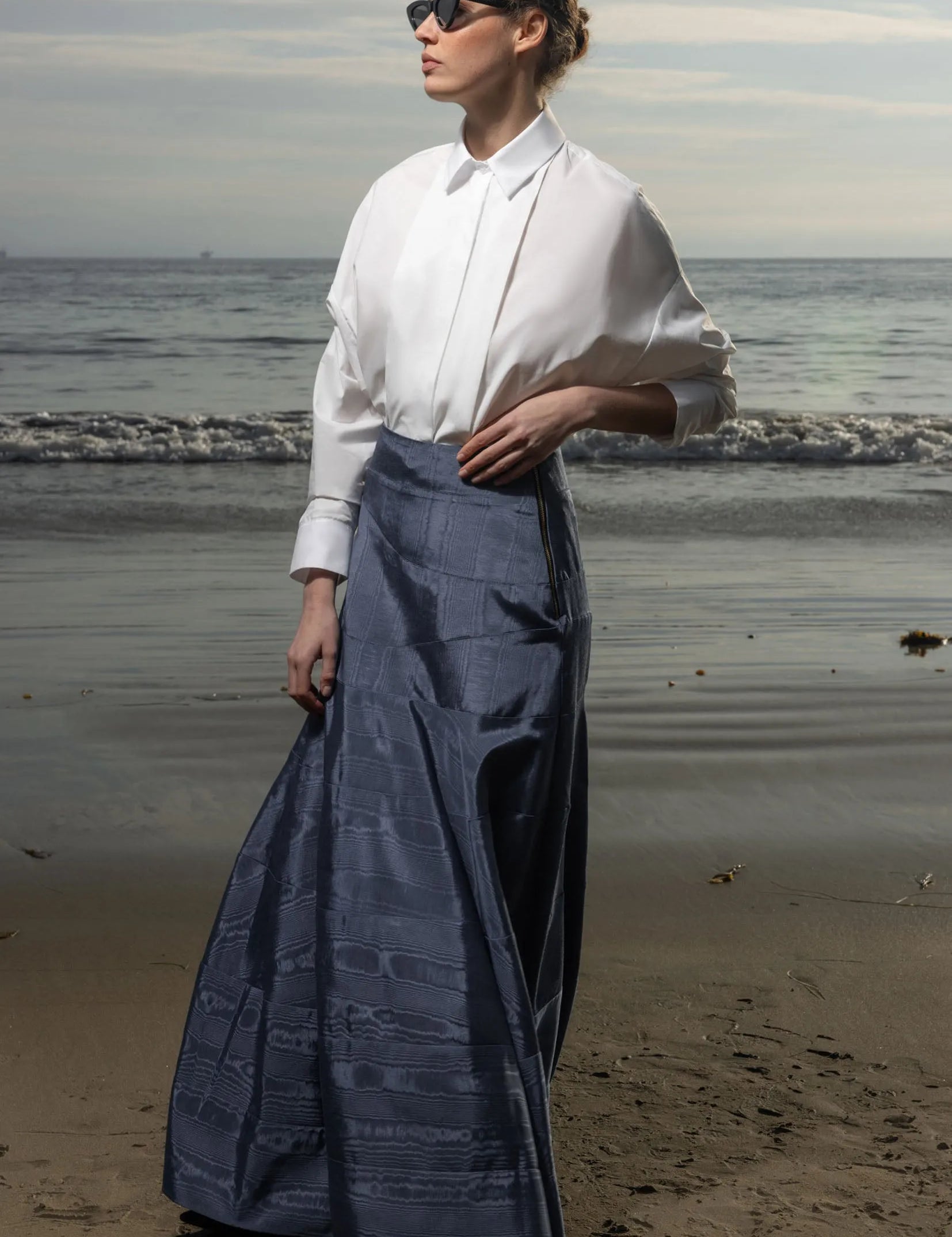 Gale Skirt - Blue Moire - Heidi Merrick