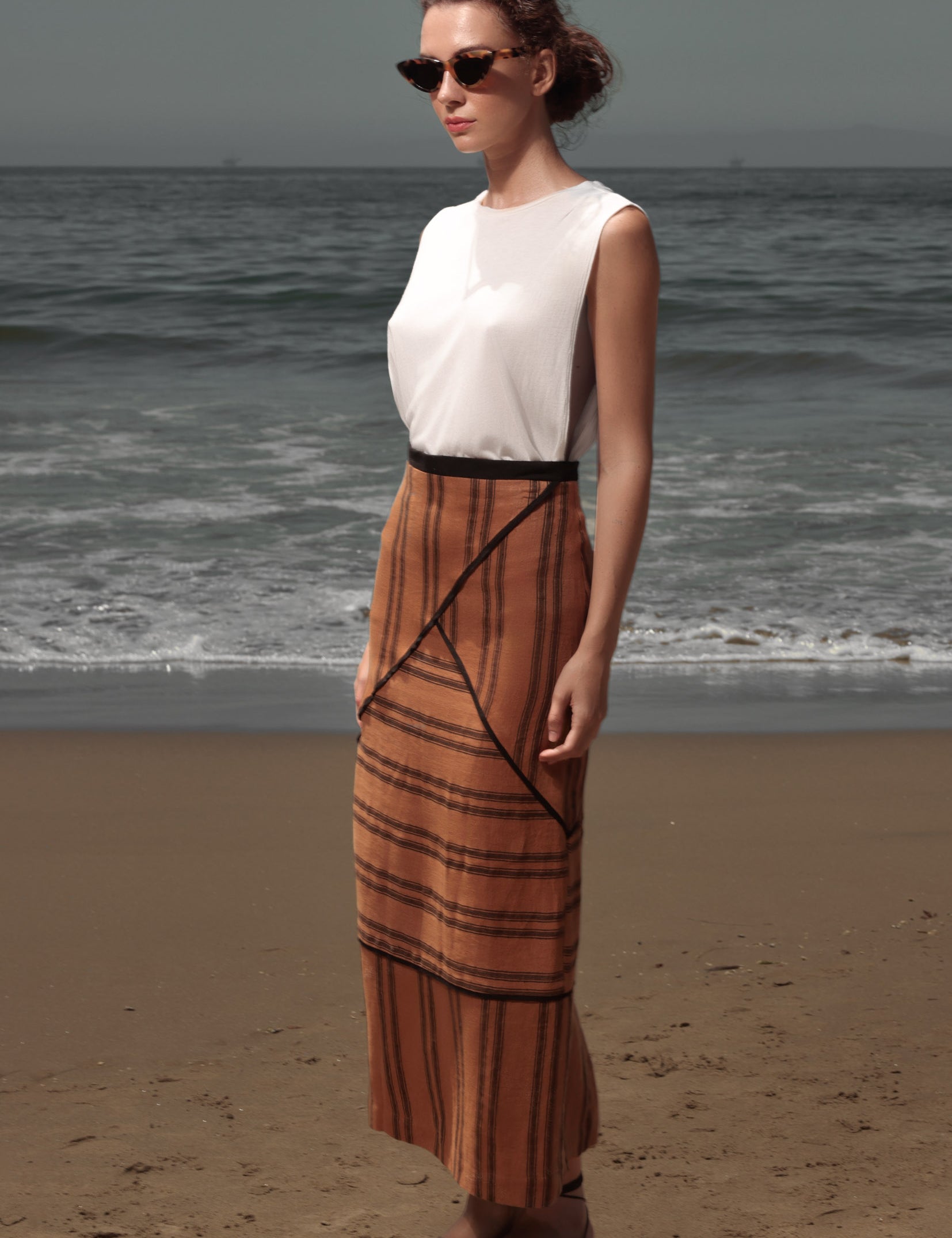 Geometry Skirt - Golden Moroccan Stripe