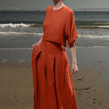 Mojave Top - Vermilion Tissue Linen - Heidi Merrick