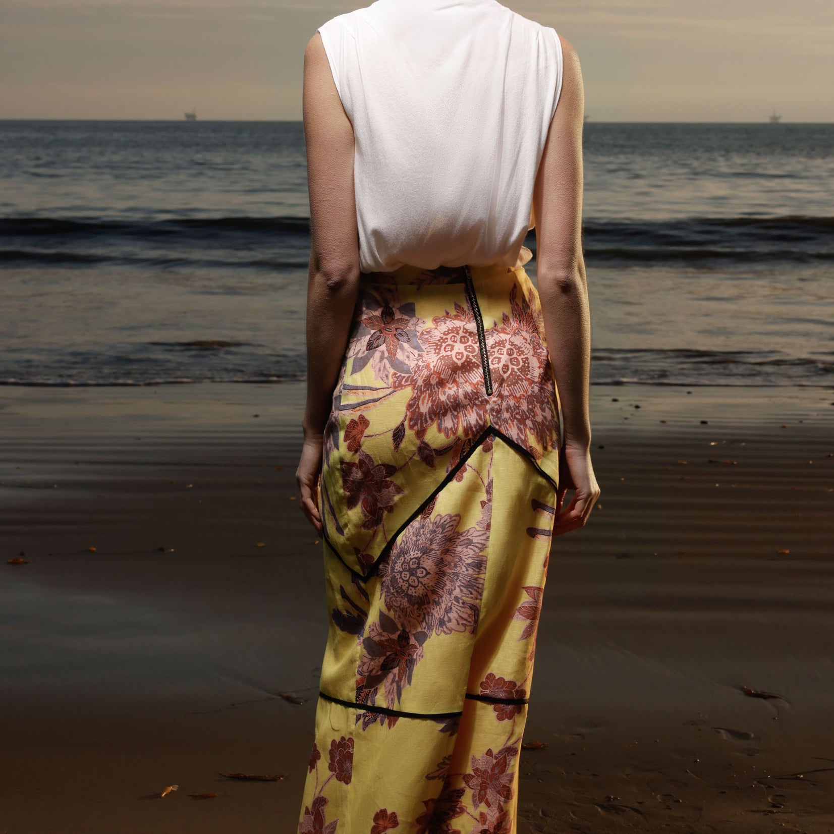 Geometry Skirt - Yellow Batik - Heidi Merrick