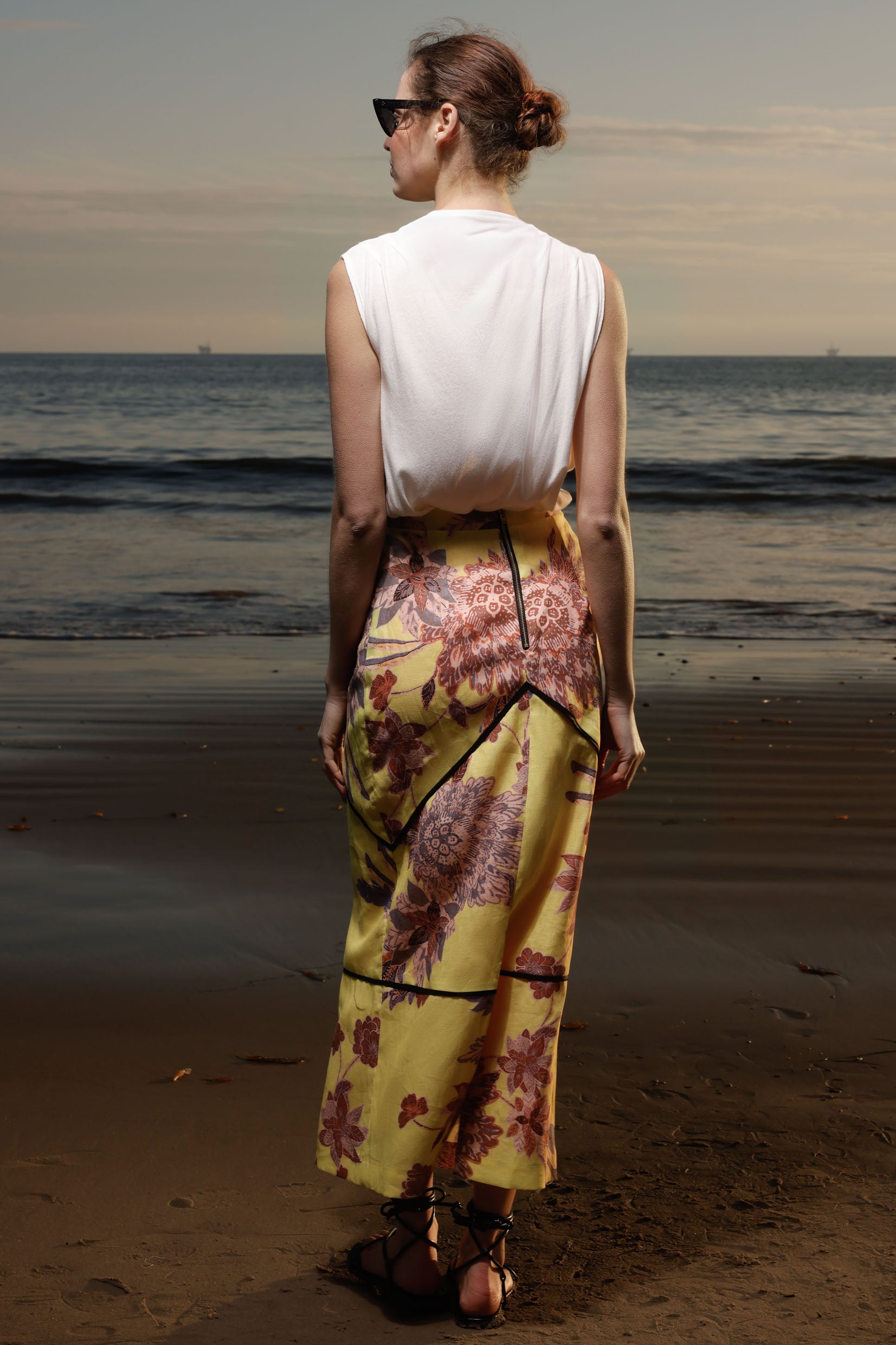 Geometry Skirt - Yellow Batik - Heidi Merrick