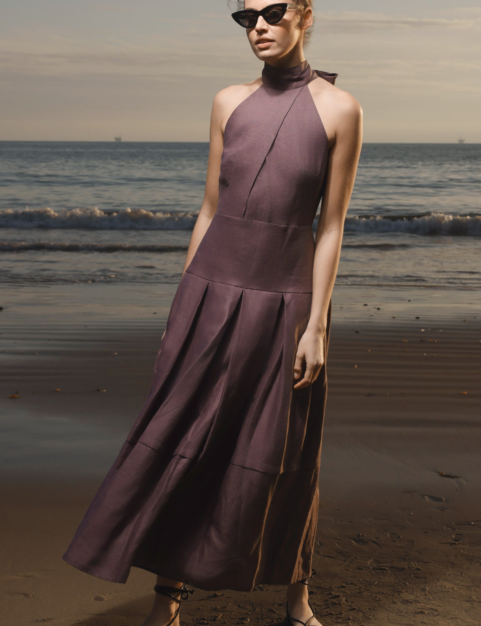 Nysa Dress - Lavender Linen - Heidi Merrick