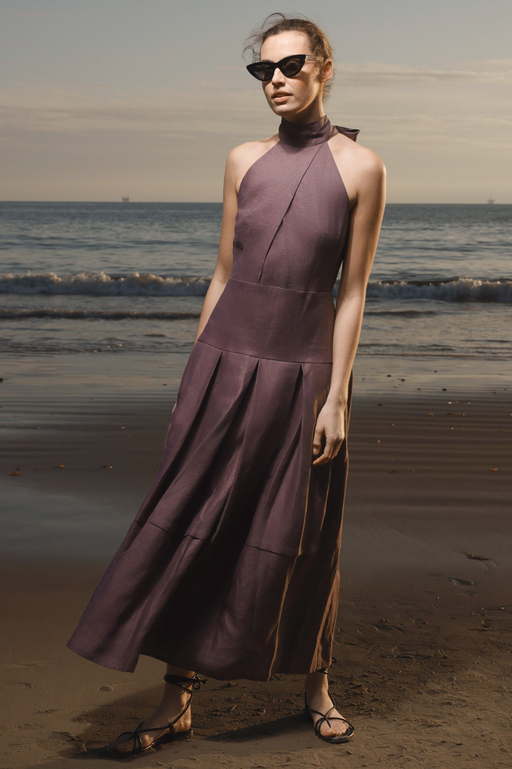 Nysa Dress - Lavender Linen - Heidi Merrick