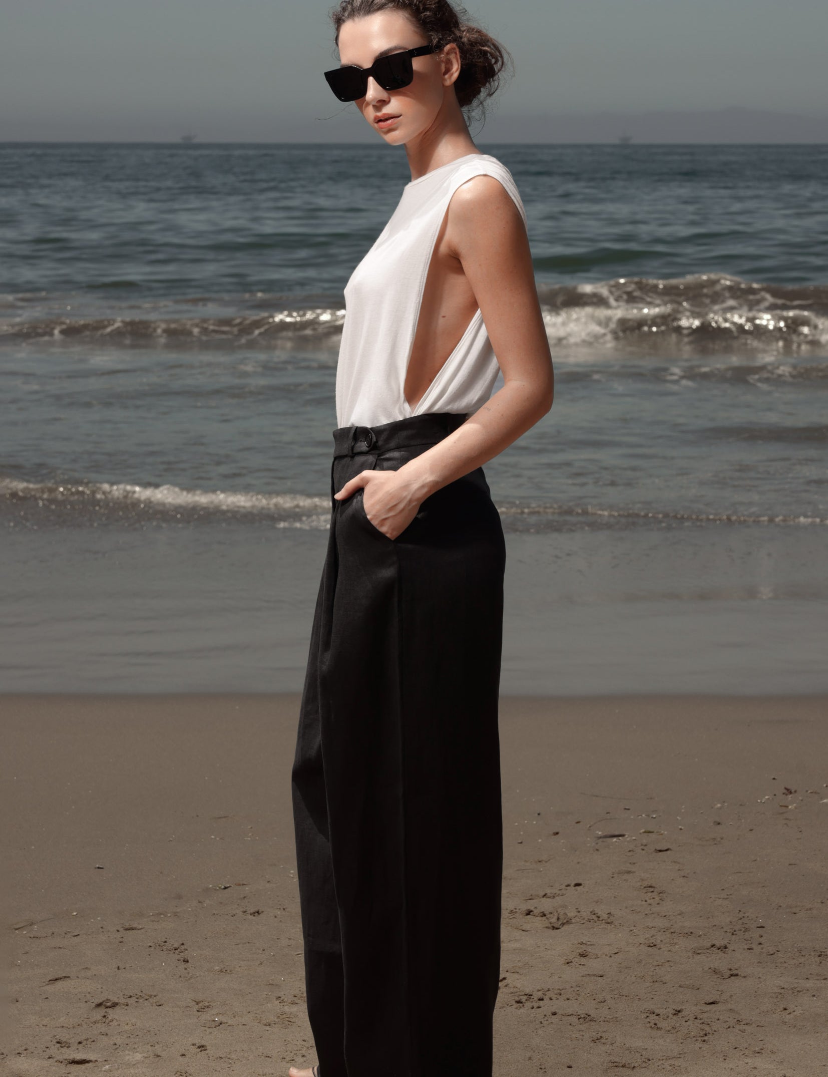Chaplin Pant - Black Linen - Heidi Merrick