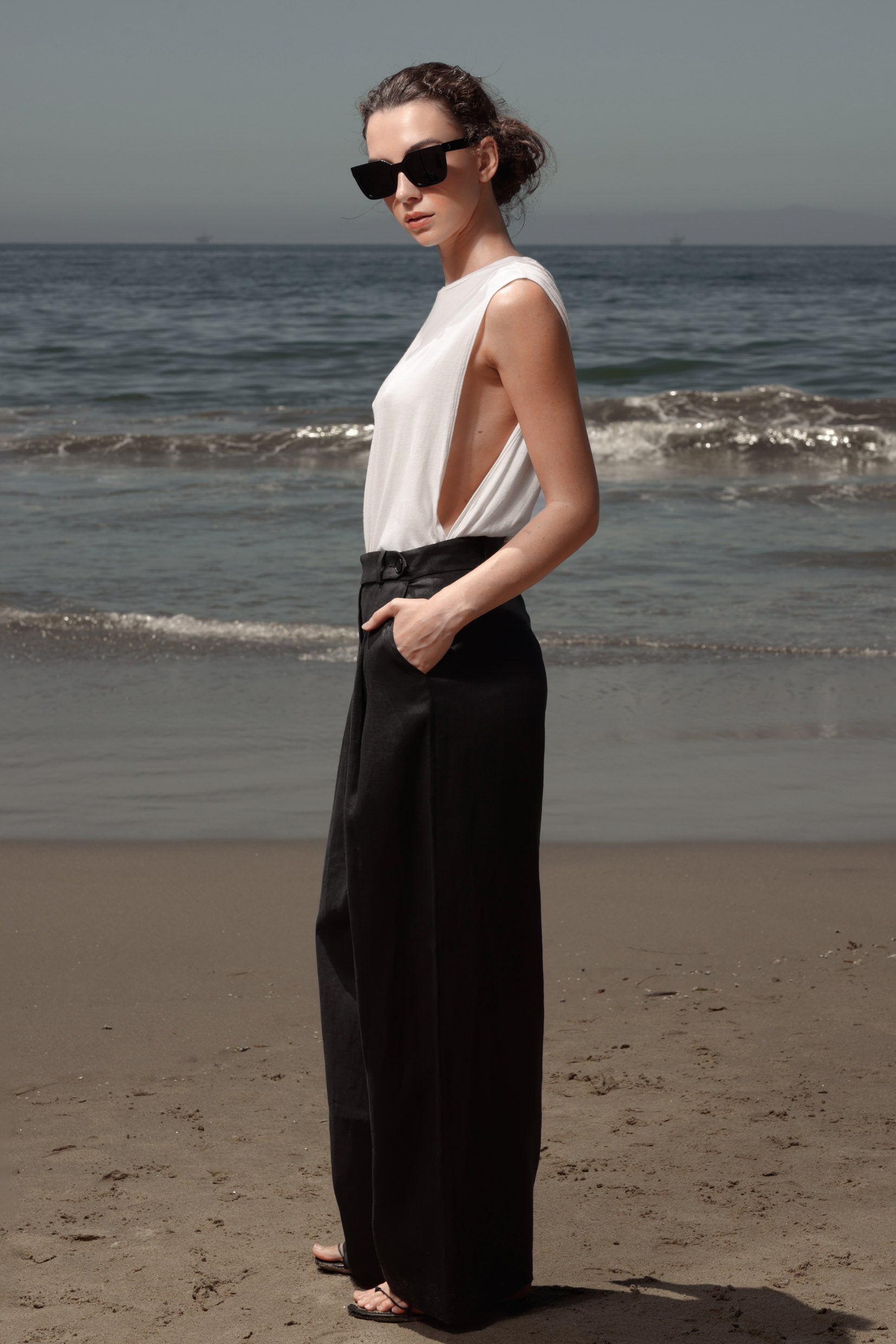 Chaplin Pant - Black Linen - Heidi Merrick