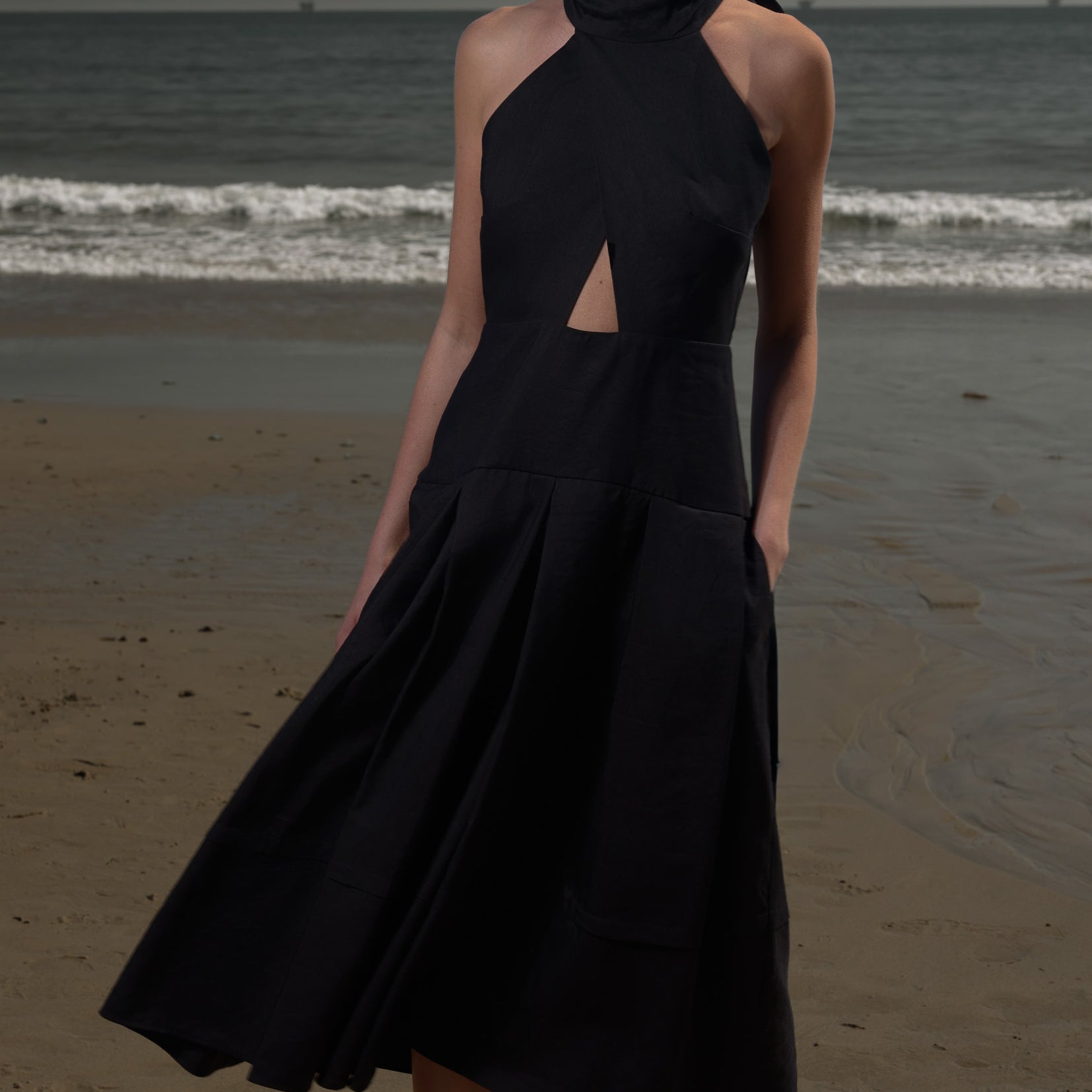 Ginger Dress - Noir Silk & Hemp - Heidi Merrick