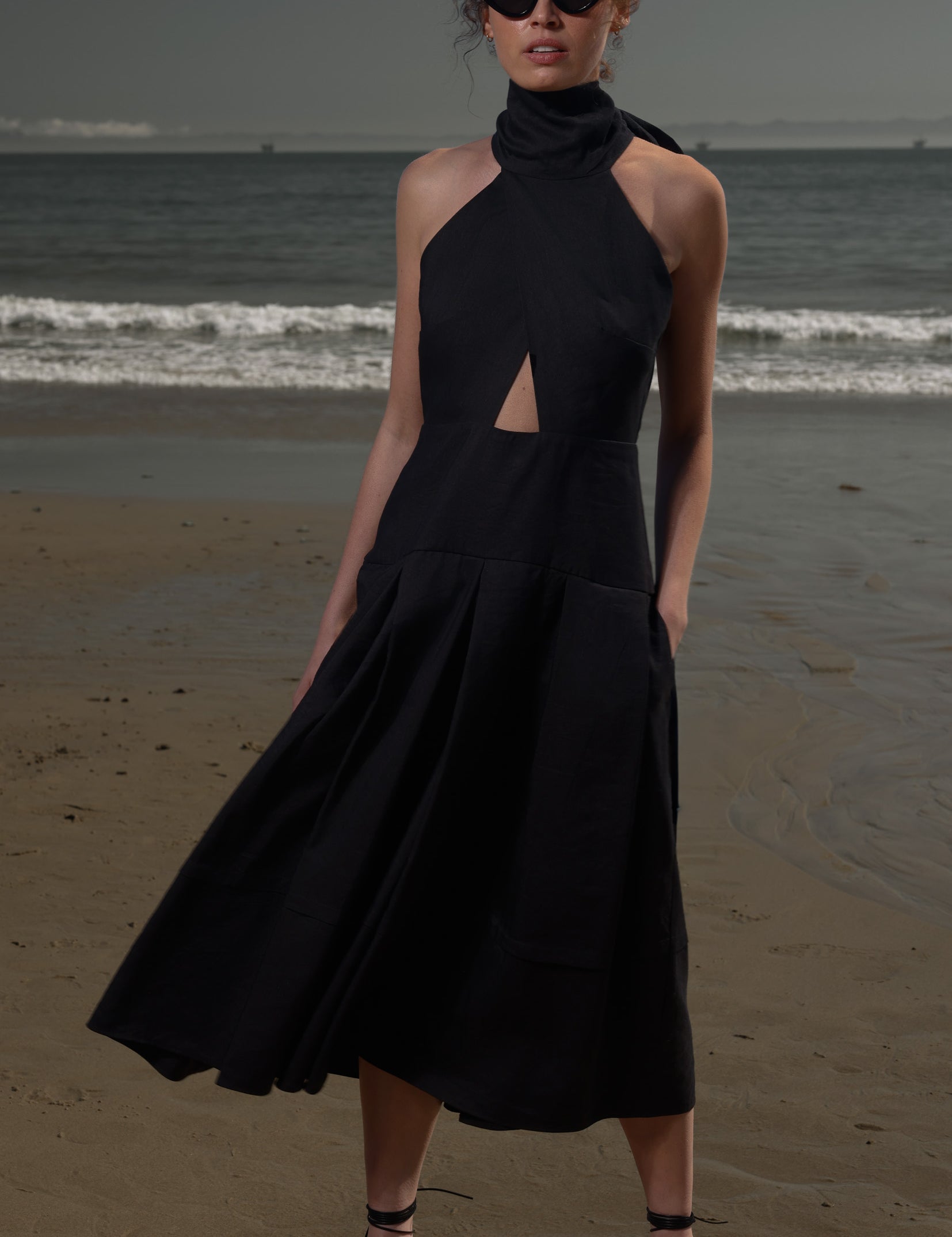 Ginger Dress - Noir Silk & Hemp - Heidi Merrick