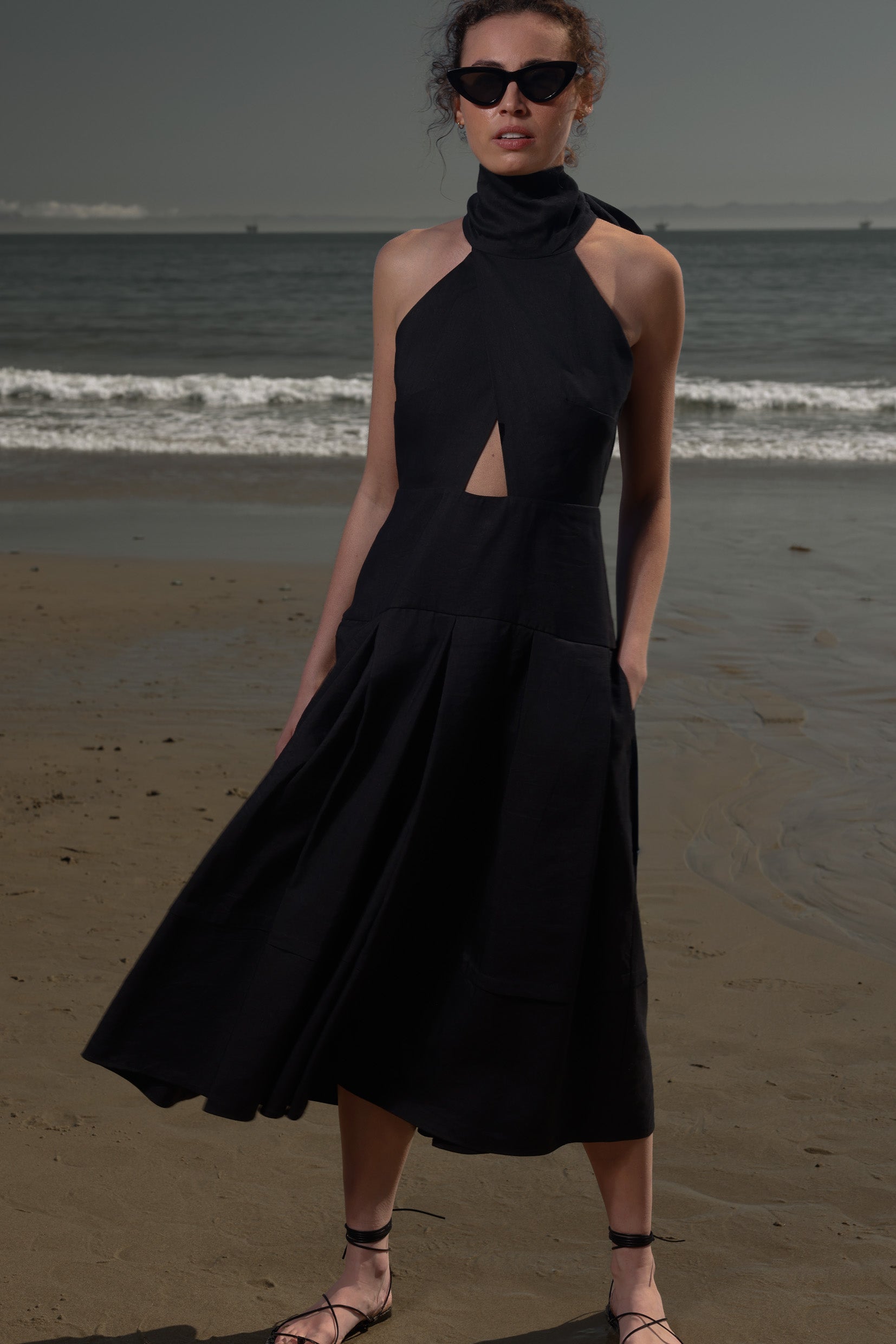 Ginger Dress - Noir Silk & Hemp - Heidi Merrick