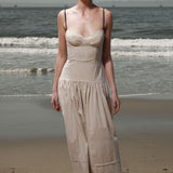 Garden Dress - Cream Ticking Stripe