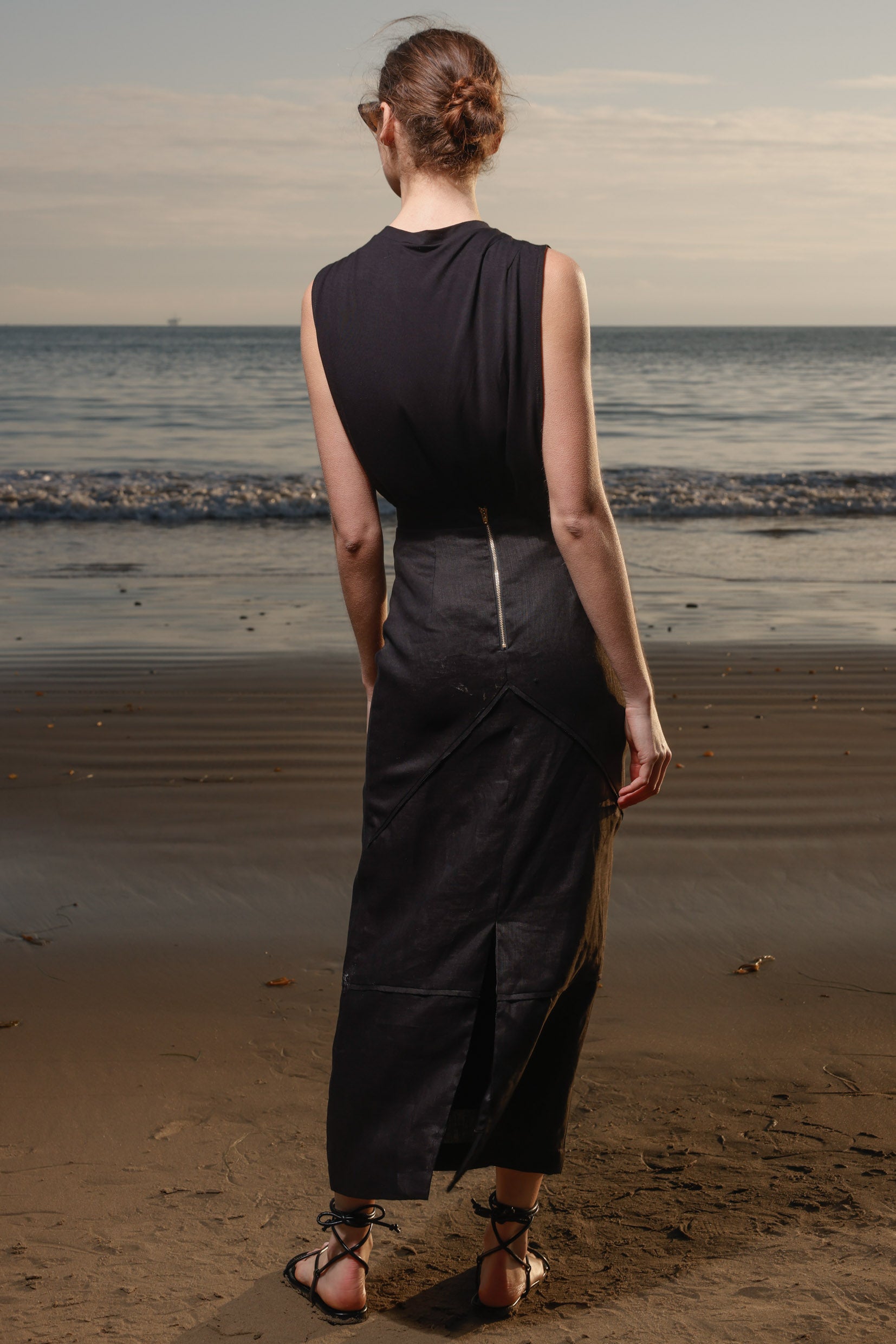 Geometry Skirt - Black Linen - Heidi Merrick