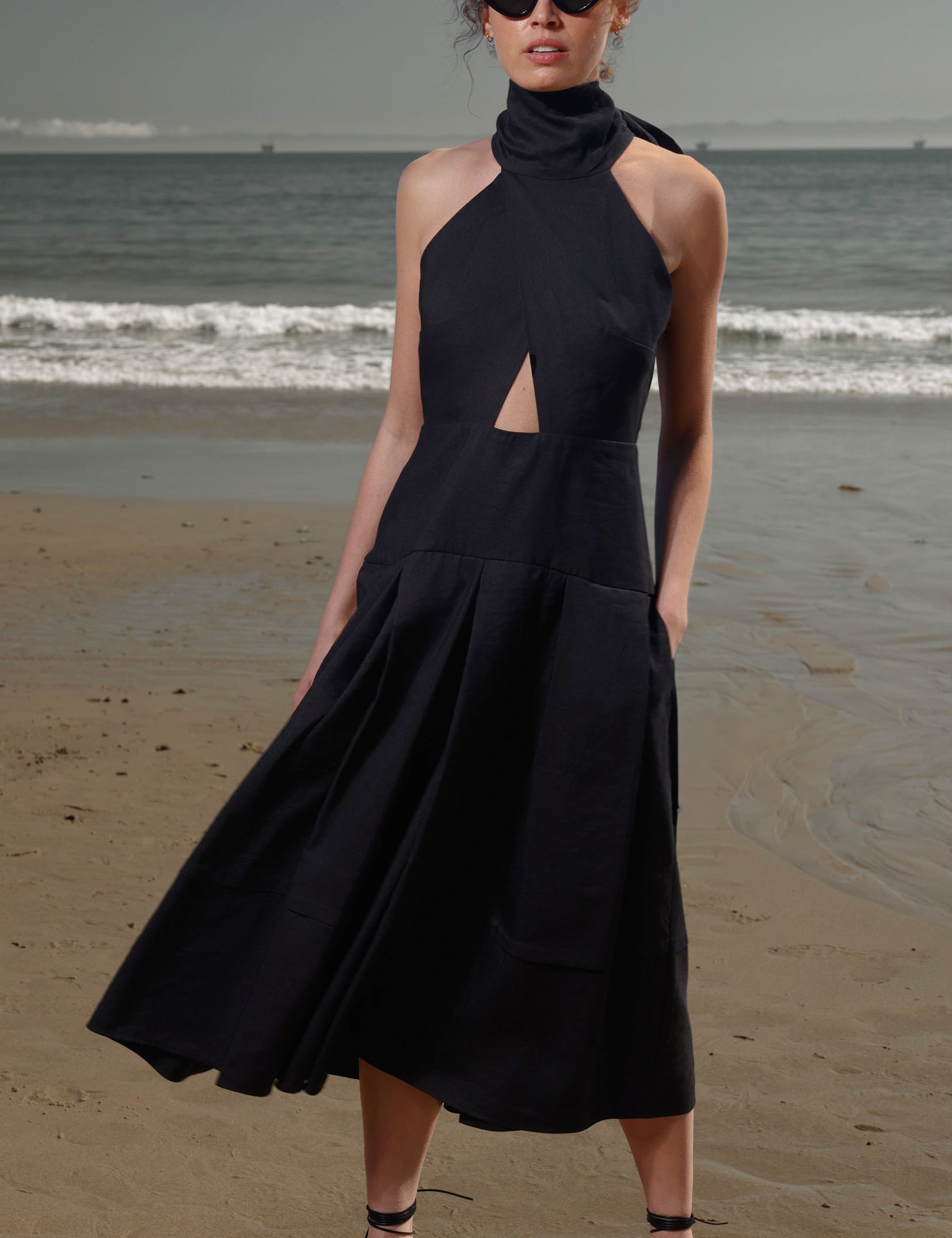 Ginger Dress - Noir Silk & Hemp - Heidi Merrick