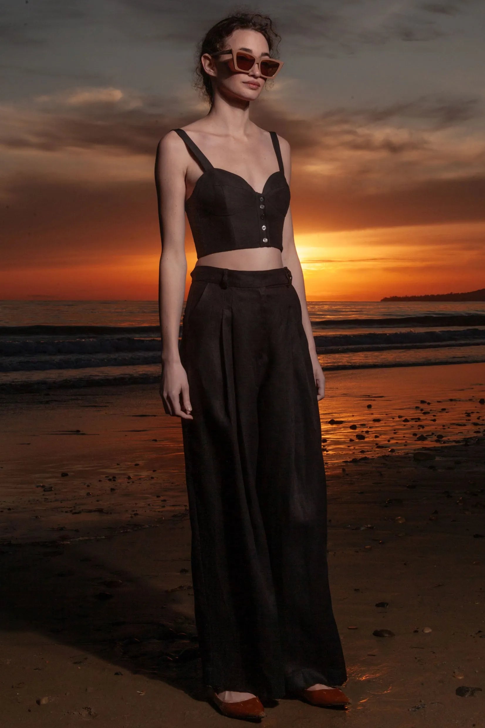 Charlie Top - Black Linen - Heidi Merrick
