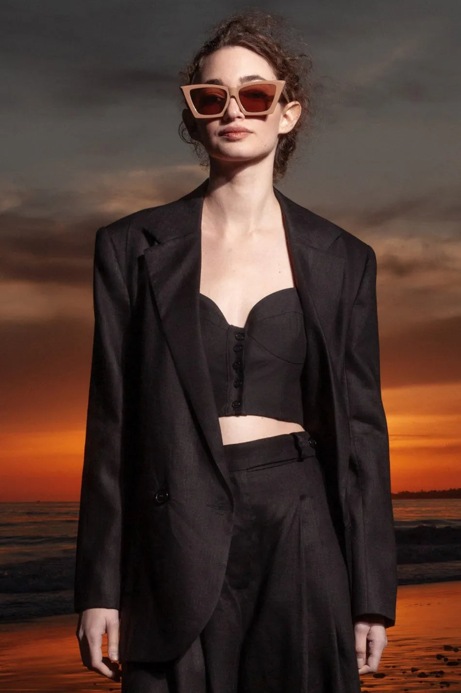 Wallace Blazer - Black Linen - Heidi Merrick