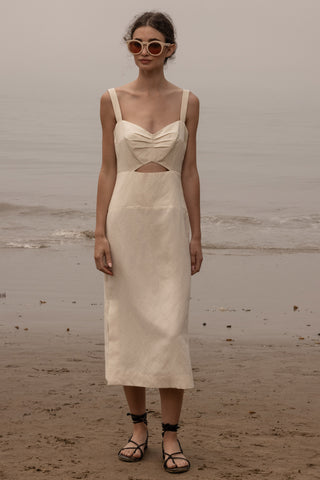 Como Dress - Ivory Silk & Hemp